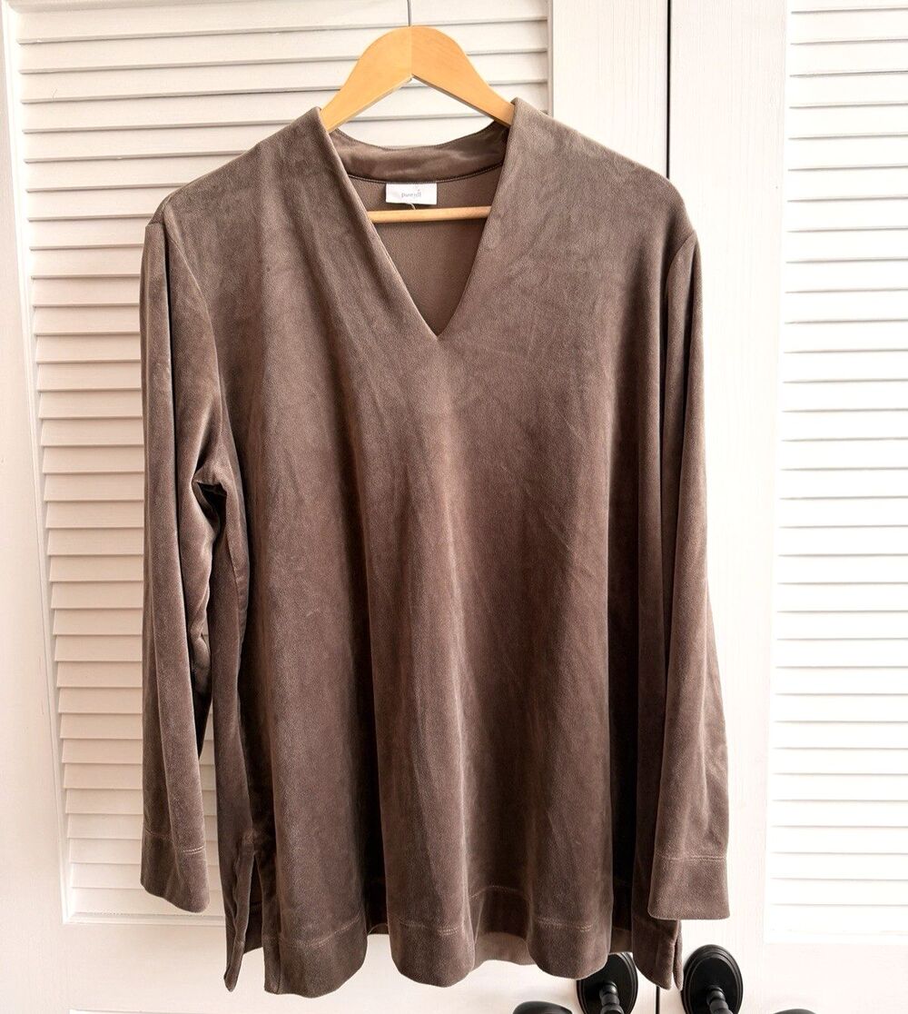 Pure Jill J.Jill Women’s XL Brown Velour Tunic Top V Neck Long Sleeve